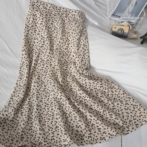 Ladies High Waist Elegant Floral Skirt Summer Sweet Cute Chiffon Small Flowers Lolita Skirt Girls Sexy A Line Boho Skirts Womens