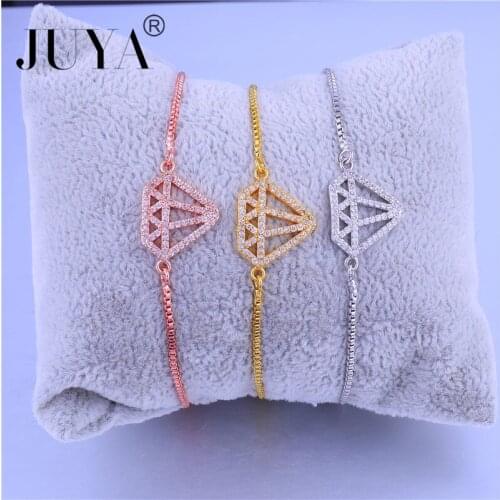 2020 Trendy Simple gold rose gold zircon Fashion Crystal-shape Charm Bracelet femme womens accessories bijoux boheme