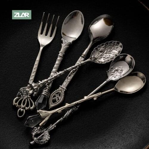 ZLAR Classical Ice Cream Spoon Coffee Dessert Spoon Stainless Steel Byzantium Style Cutlery Set Special Spoons Set