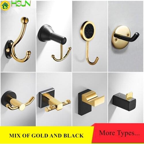 Gold Black Hooks For Bathroom Wall Coat Rack Clothes Key Towel Hook On The Wall Hanger SS Home Decoration Accessories
