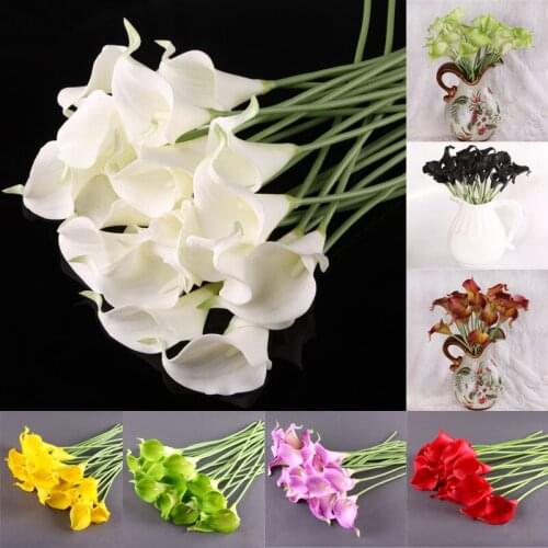 10 Pcs/lot Real Touch Lily Calla Artificial Flower Bouquets Home Wedding Bridal Decor Decorative Flowers & Wreaths 7 Colors