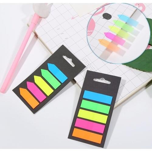 100 Sheets Fluorescence Self Adhesive Memo Pad Sticky Notes Bookmark Marker Memo Sticker Paper Student Office Supplies