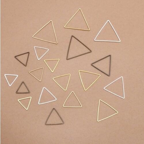 100pcs 15-17-20-24-29mm Copper Material Hollow Triangle Connectors Antique Bronze Silver Color DIY Jewelry Accessories