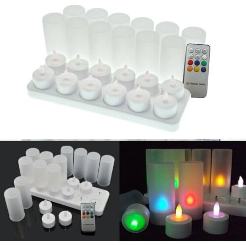 12pcs/set Remote Controll Rechargeable Tea Light LED Candles frosted Flameless TeaLight multi-color Changing candle lamp Party