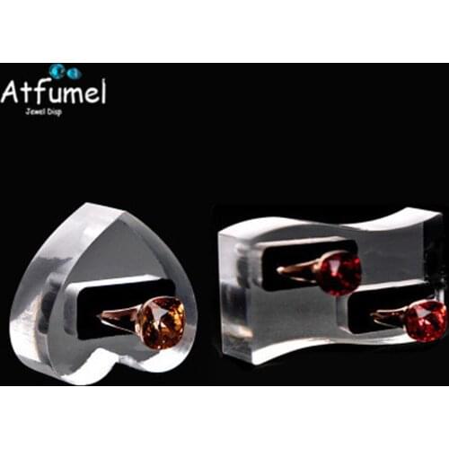 2Pc Creative Heart Acrylic Ring Jewelry Organizer Holder Rack Transperant Ring Display Storage Stand Wedding Ring Jewelry Holder