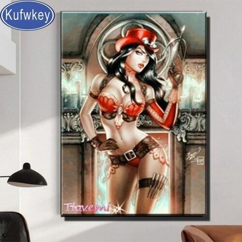 5d diy diamond painting" Tattoos Woman"mosaic cross stitch Cartoon 3d embroidery diamond round square stones Fantasy Girl