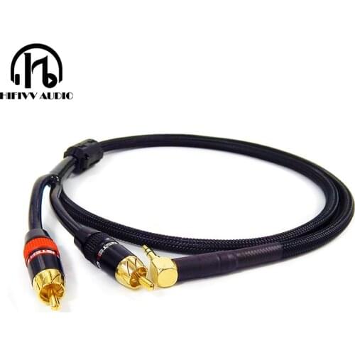 HiFi cable AUX audio wire 3.5mm one minute two audio wire 3.5 double Lotus 3.5 to 2 RCA cables
