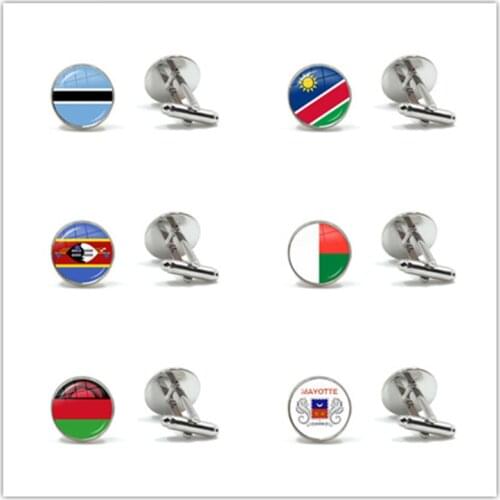 Botswana,Namibia,Swaziland,Madagascar,Malawi,Mayotte Glass Cabochon Cufflinks Button Male Gentleman Shirt Accessories Gift