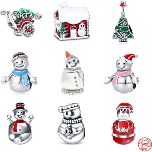 New christmas gift Sweet Lovely Home snowman diy Bead fit original Pandora charms silver 925 Bracelet for girl fashion jewelry