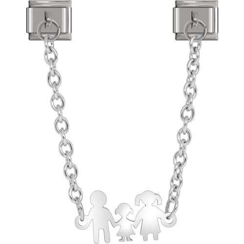 Hapiship Original Design Round Happy Family Chain Link Italian Charm Fit 9mm Bracelet Stainless Steel Making Jewelry DJ166