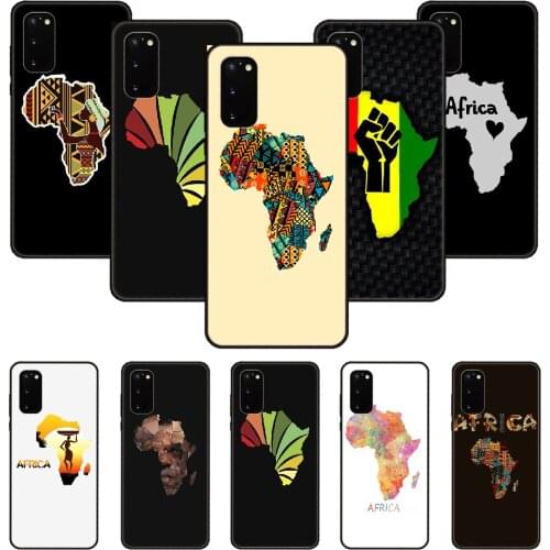 Phone Case For SamSung Galaxy S Note 10 20 7 6 9 8 Plus Edge E Ultra Lite Black Cover Bumper Tpu Funda Art Hoesjes Africa Map