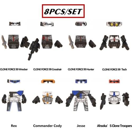 8PCS/SET Star Space Wars Figures The Bad Batch Clone Troopers Hunter Crosshair Tech Wrecker Echo Building Blocks Bricks Toys Kid