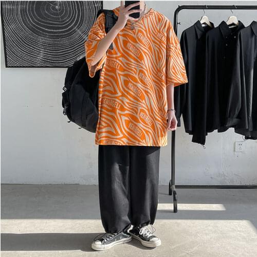 Mens T Shirt Oversized Summer Short Sleeve O Neck Zebra Animal Print Japan Style Harajuku Hip Pop Couple Clothin Male Vogue