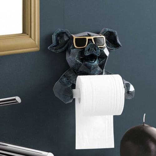 HOT Cartoon Toilet Paper Holder Wall Mounted Punch Free Tissue Stand Home Restaurant Indoor Art Craft Decor