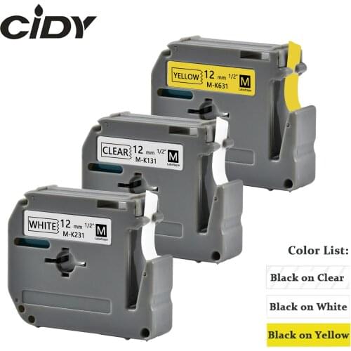 3 Tapes MK131 MK231 MK631 12MM thermal label tape ribbon for Brother P-touch Labeler PT-80 PT-90 PT-70 PT-65 mk-231
