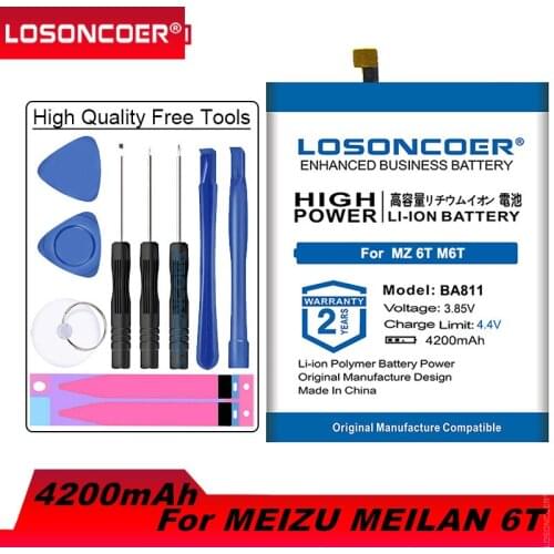 LOSONCOER 4200mAh BA811 Latest Production Batteries For Meizu Meilan M811Q 6T Smart Phone Battery+Quick Arrive