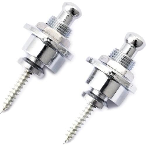 Musiclily Metal Guitar Strap Locks Schaller-Style Security Locks, Chrome (2 Pieces)