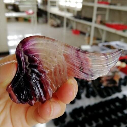 Natural Crystals And Stones fluorite Healing Quartz Set Wicca Stone Figurine Carved Craft Wing Art Home Decoration Gift