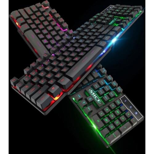 New Glowing Keyboard Mouse Set Backlit Multi Colors ABS Waterproof USB Wired Gaming Keyboard Mouse For Notebook Desktop Laptop