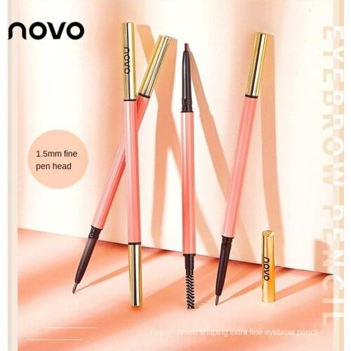 NOVO new revolving eyebrow pencil, very fine refill, waterproof and sweat proof, easy to apply makeup, with eyebrow brush