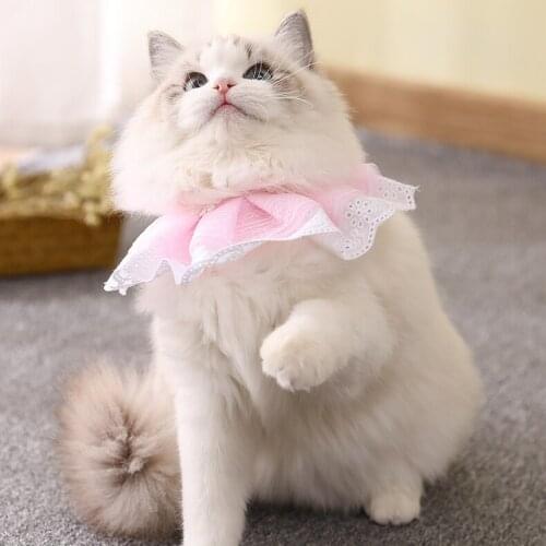 Pet Necklace Scarf Adjustable Dog Flower Bib Wedding Accessories Cat Fashion Princess style Lace Flower With Bells Collars