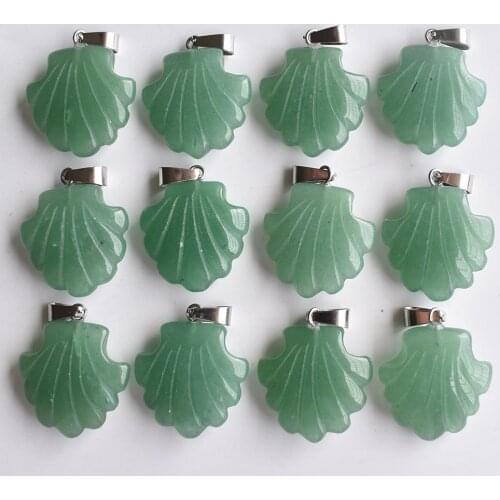 2020 new fashion assorted natural Green Aventurine carved flower charms pendants for jewelry marking 12pcs/lot Wholesale