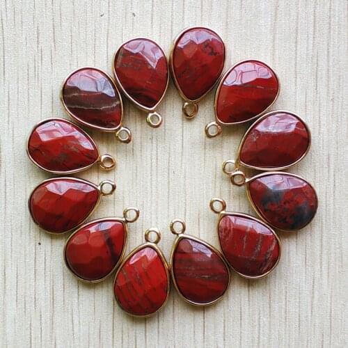 Fashion natural rainbow stone section water drop shape gold color Connector pendants for jewelry making 12pcs/lot wholesale free