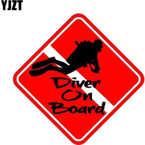 YJZT 12.7CM*12.7CM Warning Diver On Board Car Sticker PVC Decal 12-1118