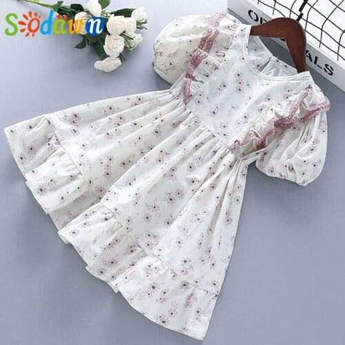 Sodawn 2021 Summer Childrens Clothing Kids Clothes Girls Dresses For Girls Floral Dress Girl Clothes For 3-7 Years