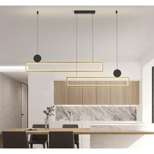 Modern Minimalist Led Restaurant Chandelier Nordic Gold Strip Design Personality Living Room Bar Room Interior Decoration Lamps