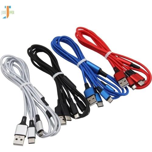 USB Cable for IPhone XS X 8 Charging Charger Cable 3 In 1 Micro USB Cable TypeC Mobile Phone Cables for Samsung S9 200pcs/lot