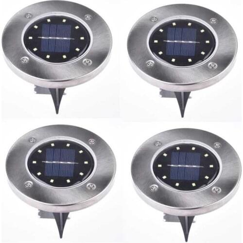 4Pcs 10 LEDs Waterproof Ground Light Solar Powered Garden Pathway Deck Lights Solar Lamp for Home Yard Driveway Lawn Road