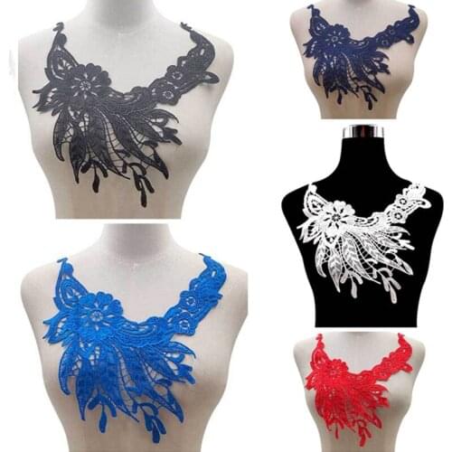 1Pcs Embroidered Lace Fabric Fake Collar Applique Embroidery Sewing on Patches Sewing Clothing DIY Accessories Craft Supplies