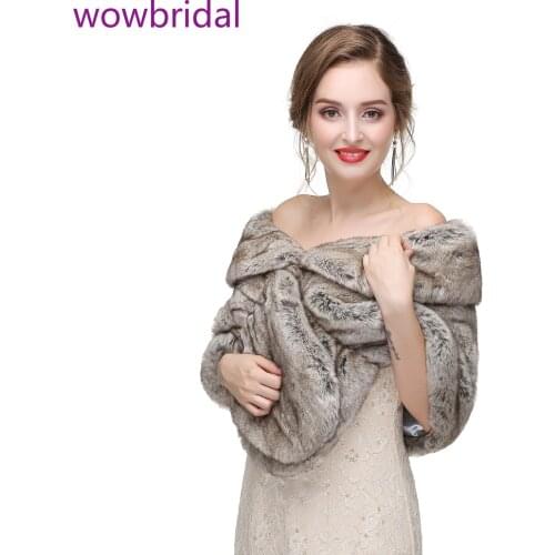 WOWBRIDAL Warm Faux Fur Winter Bridal Cape Wedding Cloaks Party Wraps Jacket Wrap Boleros De Encaje Boleros De Mujer