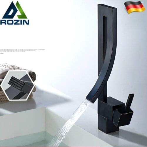 Bright Chrome Basin Faucet Bathroom Brass Deck Mounted Waterfall Mixer Taps Single Handle Hot Cold Water Mixer Tap