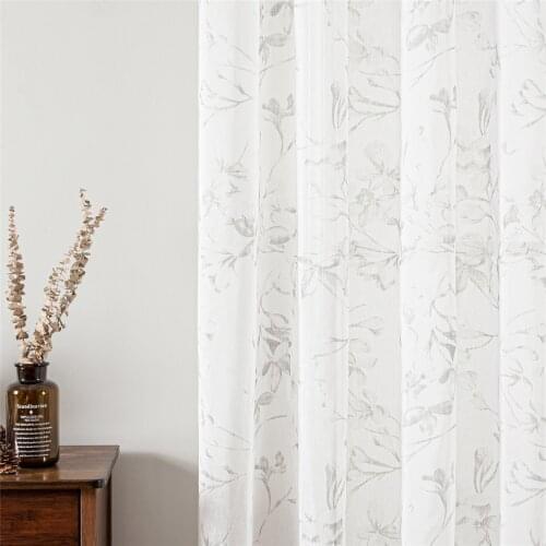 Topfinel Lily Curtains for Living Room Bedroom Tulle Modern Flowers Sheer Curtain Window Treatment White Voile Drapes Home Decor