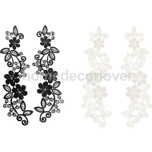 1Pair Floral Lace Applique Embroidered Guipure Wedding Sewing Lace Motif Patches