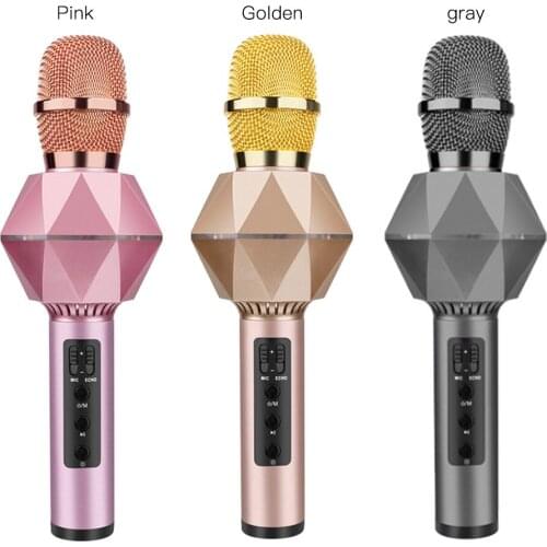 1pc Wireless Microphone Diamond Karaoke Microphones Speaker Handheld Mic Stereo Singing Player For KTV Home Audio with Bluetooth