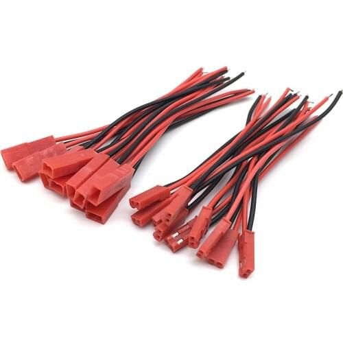 10pairs/lot 2*100mm 150mm 2PIN JST Connector Plug Cable 2*10cm 15cm Male+Female for RC Battery Connector Terminals