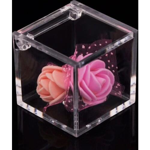 12 Pieces 4.5x4.5cm Creative Transparent Plastic Candy Box Square Flip Cookies Snack Storage Gift Boxes Bags
