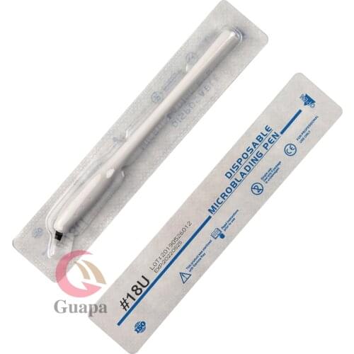 50pcs Hair Strokes Disposable Microblading Pen Eyebrow Tattoo Manual Pen with CF/U shape Blade Needles for Semi Permanent Makeup