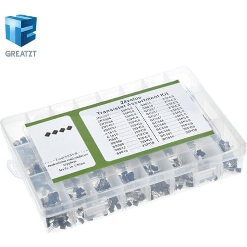 840pcs/set 24Values TO-92 Transistor Assortment Kit BC327 BC337 BC547 transistor 2N2222 3904 3906 C945 PNP/NPN transistors pack