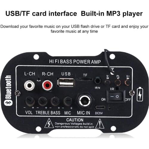 Car Digital Power Amplifier Board Rechargeable 5 Inch5V YS-08 BT Amplifier Adjust Frequency With MIC USB/TF Small Card Interface