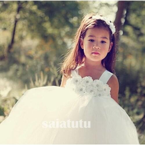 White Girls Dress New Year Princess Children Wedding Dress Gown Kids Dresses Tutu Party Birthday Dress Christmas T-Show Vestido