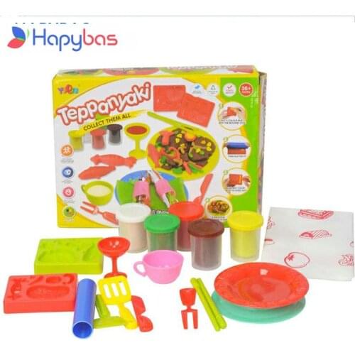 Play Dough Clay Teppanyaki Kids 3D DIY Intelligent Plasticine with Playdough Moulds Children Educational Toys