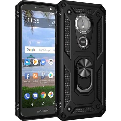 For Motorola Moto E5 Armor Shockproof Case for Moto E5 E 5 Military Drop Protective Magnet Car Holder Ring Case Cover