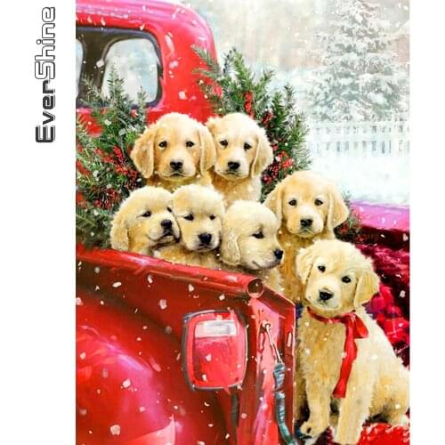 Evershine Full Square Diamond Painting Dog 5D DIY Diamond Embroidery Animal Craft Kit Christmas Home Decor Gift