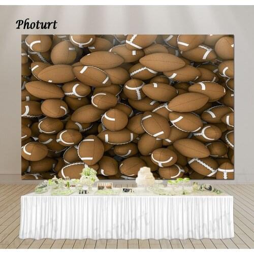 PHOTURT American Football Backdrop Boy Birthday Decoration Background Grey Ball Sports Theme Photo Booth Studios Banner