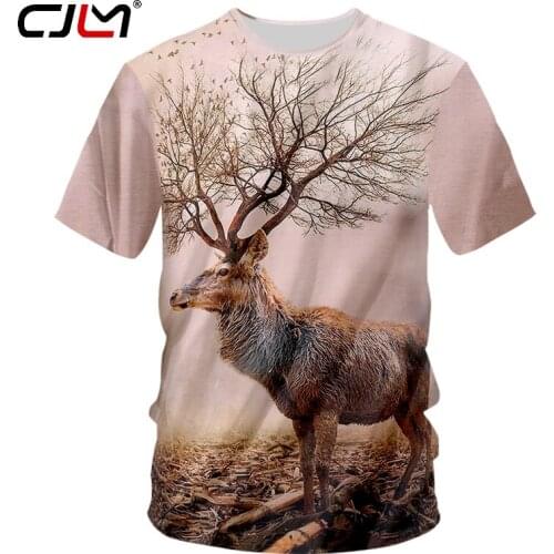 CJLM Mens New Animal T shirt Summer 3D Printed Wapiti Pattern T-shirt Man Wholesale Wild Goose O Neck Tshirt