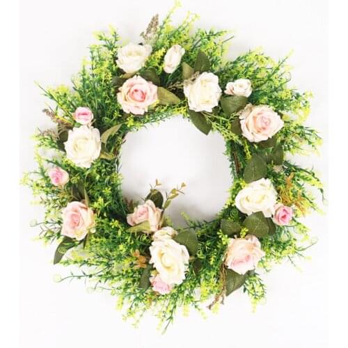 Garland Wreath Home Decor 55cm Semi-handmade Wedding Front Door Wall Hanging Artificial Flower